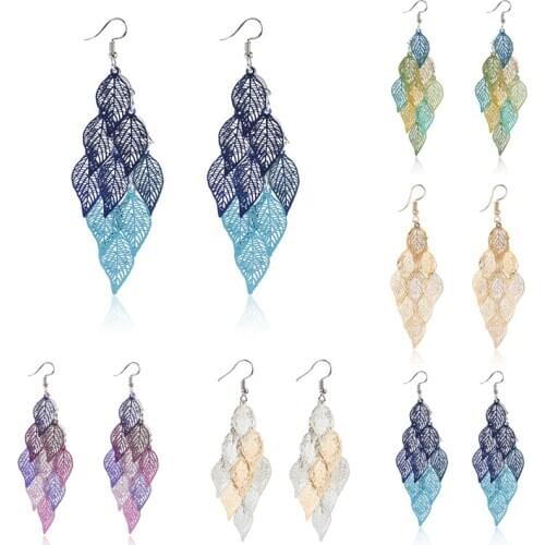 Women Girl Statement Bohemian Leaves Pendant Dangle Drop Earrings Elegant Party Boho Ear ring Fashion Jewelry