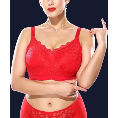Plus Size Womens Wirefree Push Up Bra Full Soft Cup Underwear Lace Lingerie 44J 46J 32J 34J 36J 38J 40J 42J 40I 34I 36I 36H 48H