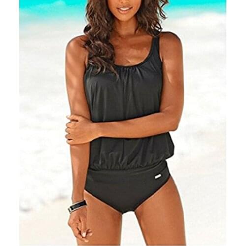 Ladies Sporty Two Piece Bathing Suit Athletic Girls Push Up Padded Printed S-XXL Tankini Bikini Panty Bathsuit Juniors Swimsuits