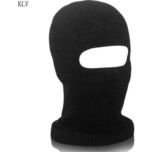 Unisex Winter Knitted One Hole Ski Mask Balaclava Beanies Hat Cycling Windproof Helmet Lining Full Face Cap Neck Warmer
