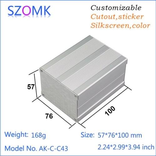 1 pc, 57*76*100mm szomk hot selling anodizing diy instrument box aluminum project box enclosure extrusion case switch pcb