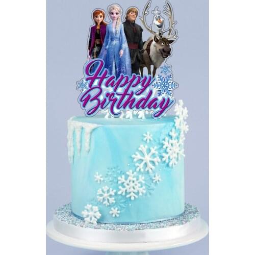 1pcs Disney Frozen Princess Elsa Birthday Party Decor Kids Cake Topper For Girls Birthday Decoration Anniversaire Cake Supplies