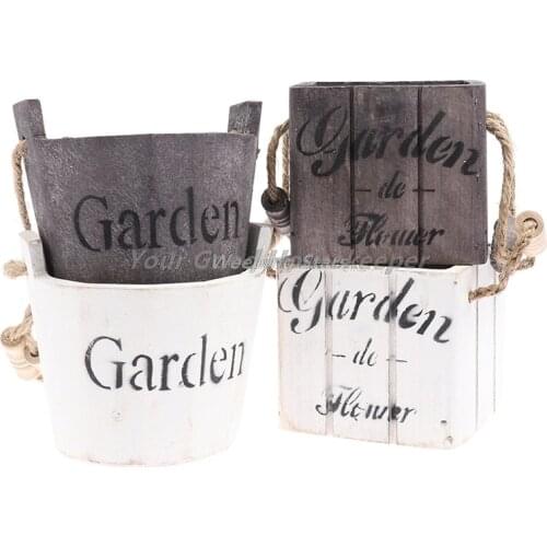 1pc Vintage Retro Wooden Barrel Planter Vintage Flower Pots Plant Barrel Decor