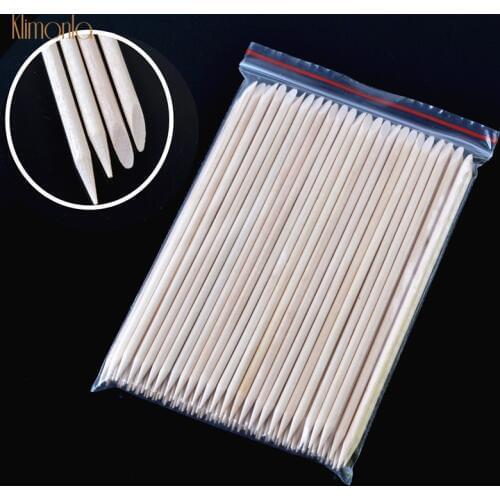 200pcs/lot Orange Nail Stick Cuticle Pusher For Nail Gel Polish Dead Skin Fork Manicure Pedicure Nail Accessories Care Tools