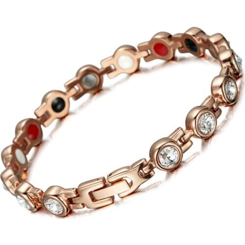 4 in 1 Energy Bracelet with Negative Ion Far infrared Ray Germanium Magnet Stones Bio Magnetic Bracelet Bangle Jewelry Men Women