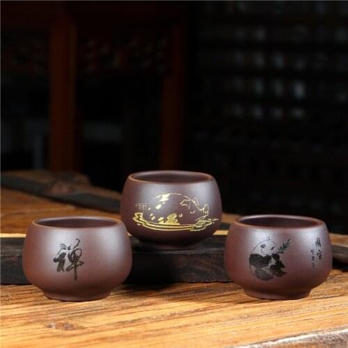75ml Chinese Yixing Zisha Purple Clay Handmade Luohan Teacup Golden Pig Tea Cup