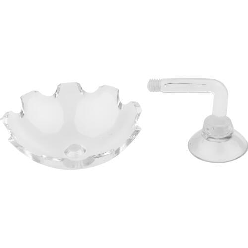 Aquarium Shrimp Feeding Dish Feed Food Tray Transparent Feeder Container with Suction Cup,5x6cm ( Dia. x H )