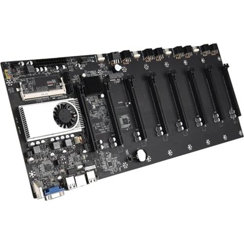 BTC-T37 Riserless Mining Motherboard 8 GPU Bitcoin Crypto Etherum Mining DDR3 Memory Integrated VGA Interface 1600MHZ RAM SET