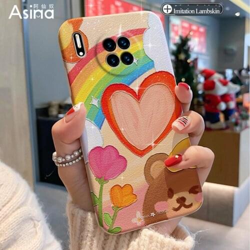 ASINA Imitation Lambskin Case For Huawei Mate 40 30 Pro Silicone Edge Cute Cover For Huawei Honor 30 Pro Fashion Bumper Capa