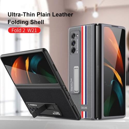 Coque Fold 2 Flip Case For Samsung Galaxy Z Fold 2 3 Phone Case Stand PU Leather Shell Camera Protector Cover W22 Capa Funda