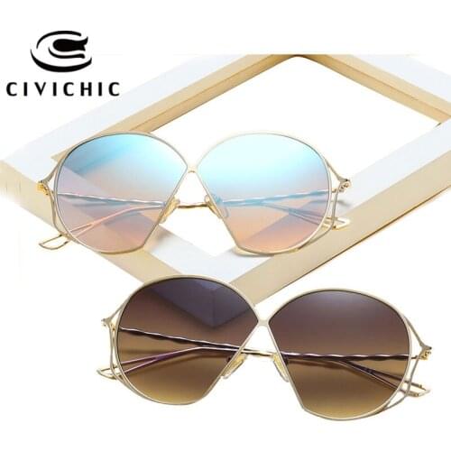 CIVICHIC Hot Fashion Women Irregular Sunglasses Big Frame Alloy Sunglasses Personalized Mirror Glasses HD Street Snap Gafas E386