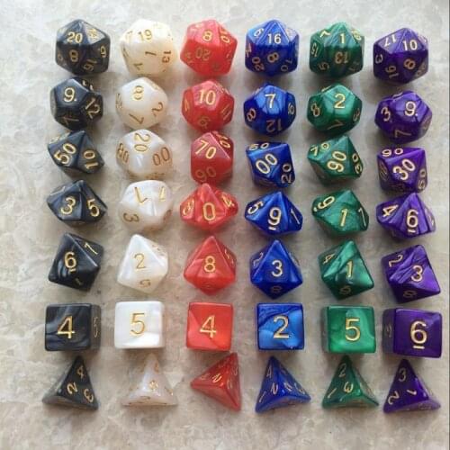 Colorful Dice Accessories for Board Game Gambling Color 7Pcs/set Portable Dice Digital Dice Game Polyhedral Multi Sided Acrylic