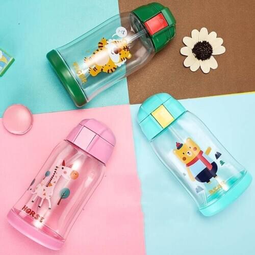 Kids Boys Girls Sport School Drinking Juice Straw Water Bottle Cup 600ML