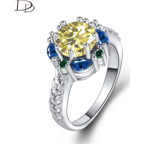 DODO Classic Yellow Blue Bohemia Style Rings For Women AAA Zircon Flowers Fashion Anel Banquet Jewelry Bijoux Femme Gifts Dm088