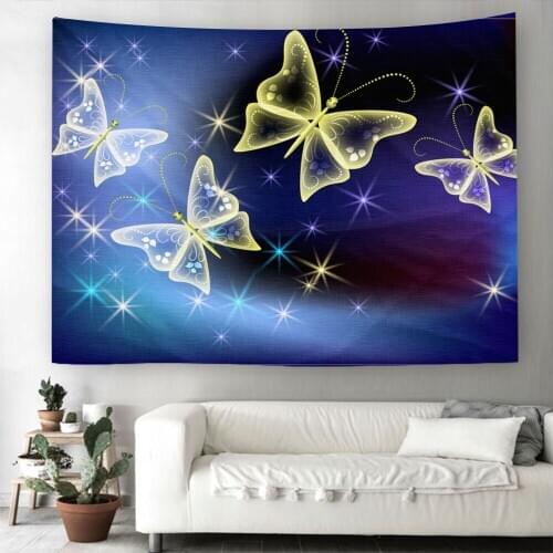 Dropshipping Butterfly Tapestry Wall Hanging Hippie Polyester Home Decor Blanket Fabric Bedroom Eight Sizes