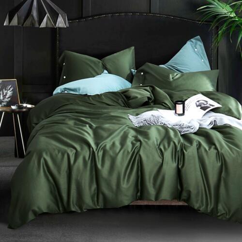 Egyptian long-staple cotton 600TC satin solid color bed set comfortable bedding set duvet cover sheets pillowcase Best gift #sw