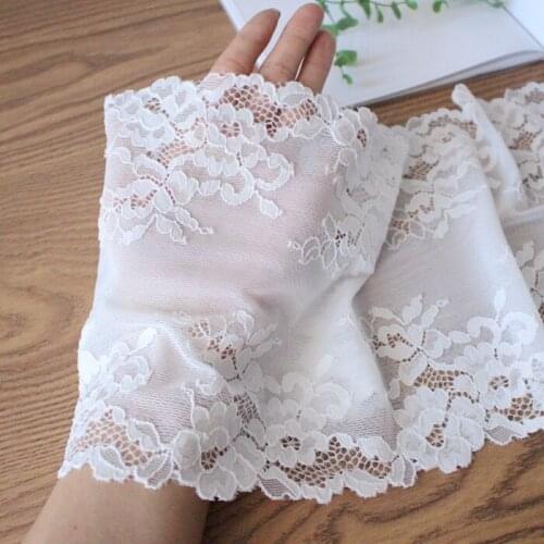 Sale 1M/lot 19cm export quality milk white good elastic widened stretch lace fabric trim accessories X810