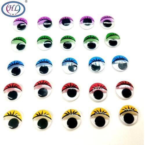 HL 15mm 50pcs/package Colorful Eyelash Dolls Eyes For Toys Googly Used Doll Accessories