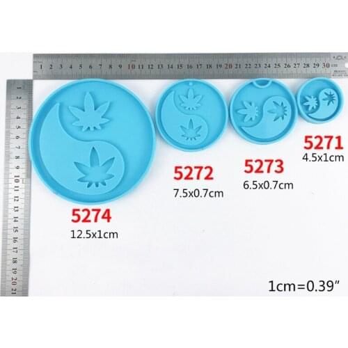 J60E Tai Chi Maple Leaf Coaster Cup Mat Epoxy Resin Mold Phone Sticker Decoration Silicone Mould DIY Crafts Jewelry Keychain