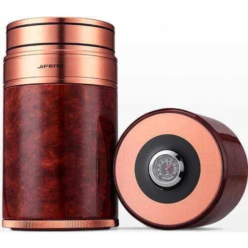 JIFENG Aluminium Alloy Cigar Humidor Jar Travel 7 Tubes Cigar Case W/ Humidor Humidifier Hygrometer Humidors Tube Box Fit COHIBA