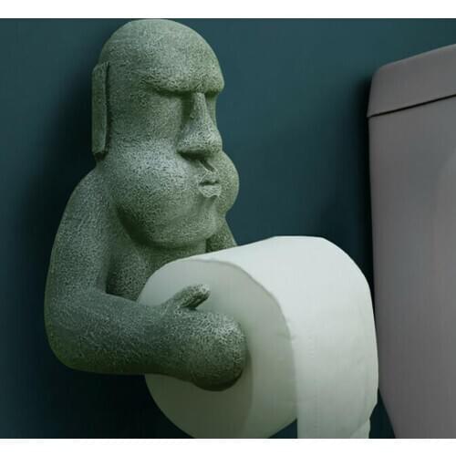 Easter Island Stone Statue Tissue Box Home Room Cute Nostril Storage Moai Tissue Pumping Tray Car Napkin Holder Hotel Decoration