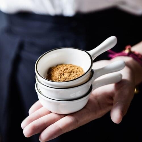 Nordic ceramic plate Japanese seasoning dish vinegar soy sauce saucer dip seasoning small pre meal dish small dish with handle