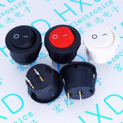 20mm boat type circular small switch with two holes and two gears KCD1-105-2P outer diameter 23MM black / red / white100pcs/lots