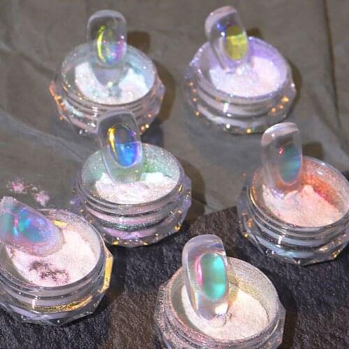 Laser Magic Aurora Rainbow Mirror Powder Nail Glitter UV Gel Pigment Magic Dust Powder Laser Nail Art Decorations Wholesale