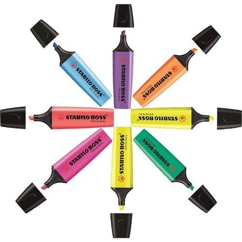 Stabilo Boss Highlighter Pen 8 Color Set Blue Purple Orange Yellow Green Pink Cherry Highlighter Marking Pen