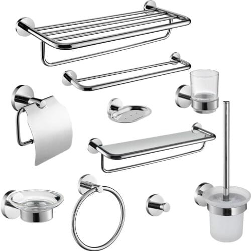 AUSWIND contemporary round base 304 stainless steel silver polished bathroom suit bathroom hardwares Q102