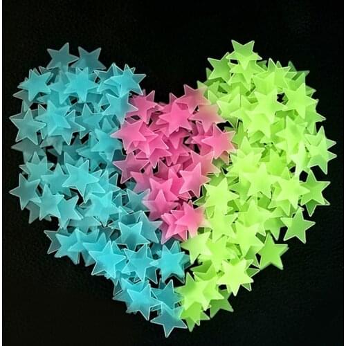50pcs/bag 3cm Luminous Star Stickers Bedroom Sofa Fluorescent Painting Toy PVC stickers Glow in the Dark Toys for kids