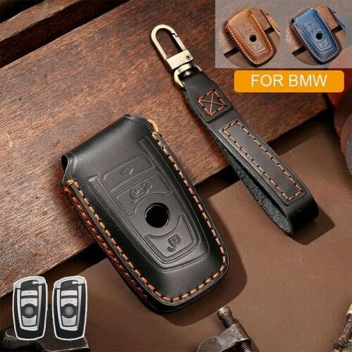Genuine Leather Remote Car Key Fob Cover Case Holder Shell Bag Keychain For BMW 1 3 5 7 Series F10 F18 F20 F30 F40 X3 X5 M3 M5