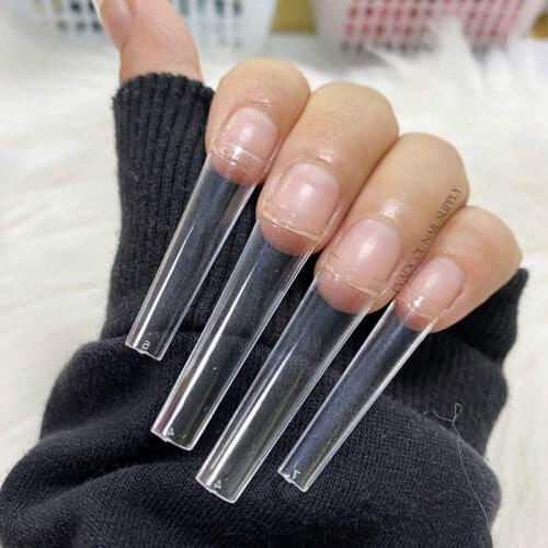 Non C-Curve XXL Long Acrylic Nail Tips Coffin Straight False Nails Manicure Press On Tip Salon Supply