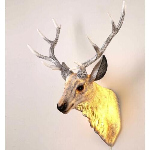 Nordic Vintage Resin Deer Head Wall Lamps Bar Dining Room Light Fixture Kitchen Bedroom Living Room Art Decor Led Wall Lights