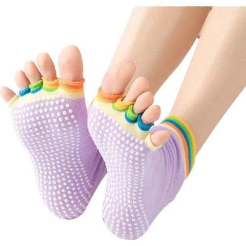 Yoga Socks Women Hight Quality Color Five Toe Breathable Shockproof Skin-friendly Dance Socks Anti-slip PVC Cotton Yoga Socks