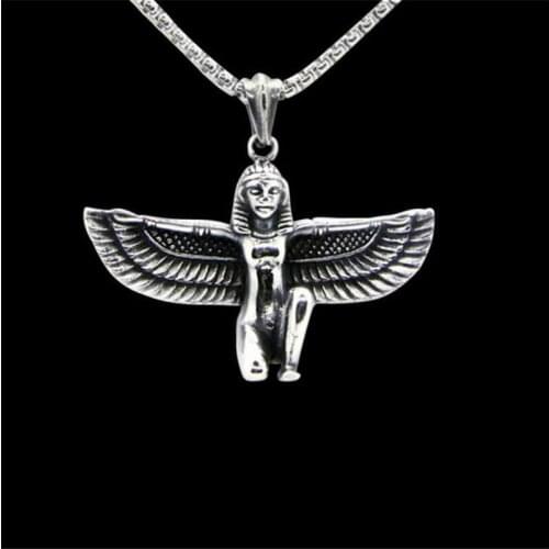 Newest Necklace 316L Stainless Steel Jewelry Punk Style Winged Pharaoh Pendant With Chain