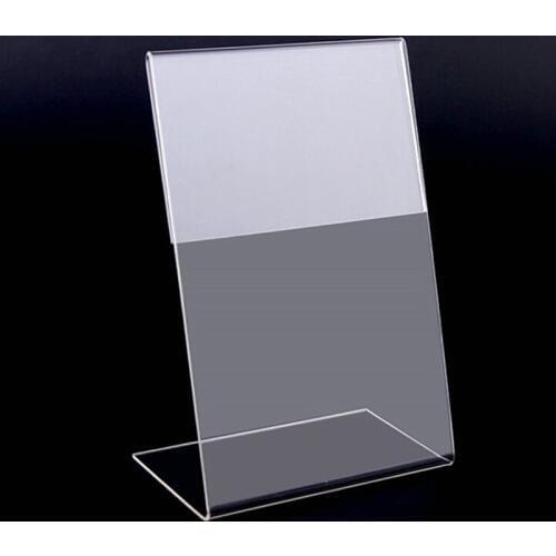 New 10pcs/lot High Quality Clear 6x9cm L Shape Acrylic Table Sign Price Tag Label Display Paper Promotion Card Holder Stand