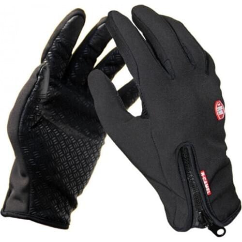 Winter Warm Outdoor Gloves Unisex Touch Tip Screen Bike Gloves Black Anti-Slip Shockproof Breathable Full Finger for Skiing