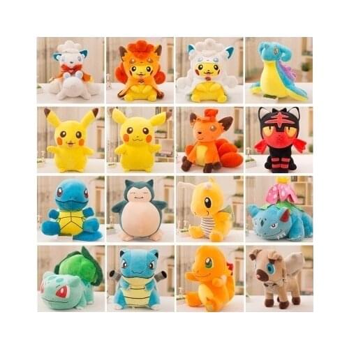 Anime Plush Doll Pokemoned Toys pikachues plush toys Charmander Squirtle Bulbasaur Jigglypuffs Eevee Snorlax Gift For Birthday
