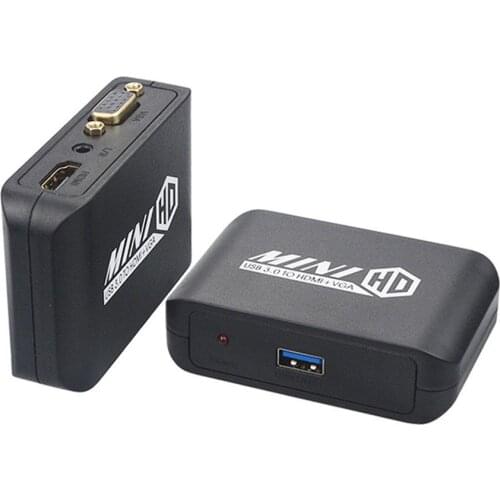 BL Mini Portable Compact 1080P USB3.0 to HDMI+VGA Adapter 1920x1080 HDMI HD Video Converter for Laptop Computer