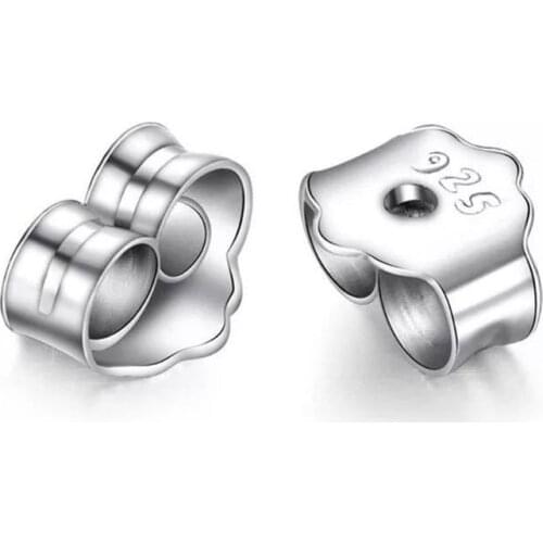 L93F 50Pair 925 Silver Plated Butterfly Clutches Earrings Back Secure Jewelry Finding