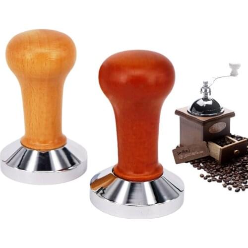 Calibrated Pressure Tamper Wood Handle Coffee Powder Hammer Ripple Espresso Tamper Coffee Tamper Barista Tools 51mm 54mm 58mm