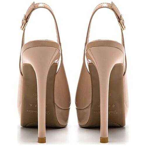 Women Fashion Pointed Sandals with Platform Summer Shoes Buckle Strap High Heeled Pumps Summer Bright Womens 12cm Stilettos