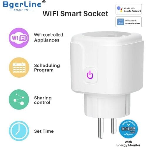 Wifi Smart Socket plug Power Monitor EU US UK Plug Outlet APP smart life Tuya Works With Google Home Mini Alexa 100-240V
