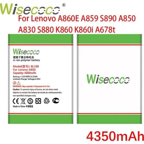 WISECOCO BL198 4350mAh Battery For Lenovo A860E A859 S890 A850 A830 S880 K860 K860i A678t Phone In Stock High Quality Battery
