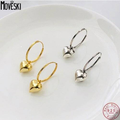 MOVESKI 925 Sterling Silver Light Luxury INS Heart Earrings Women High Jewelry Exquisite Banquet Gift