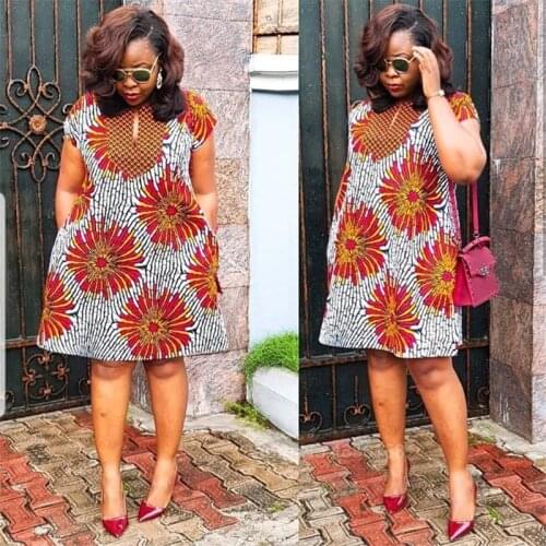 Robe Africaine Femme 2020 Summer Dress Ladies Boubou African Print Wax Dresses Dashiki Ankara Dress Nigerian Fashion Clothes