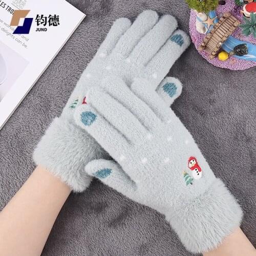 Winter Touch Screen Gloves Women Men Warm Stretch Knit Mittens Imitation Wool Full Finger Guantes Female Crochet Luvas Thicken