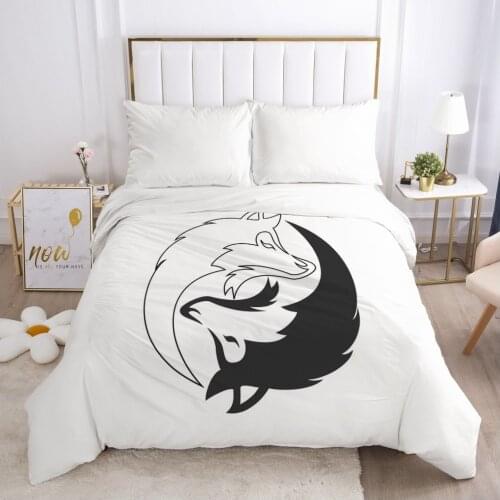 1PCS 3D Duvet Cover with Zipper Comforter/Quilt/Blanket Cover 240x220 260x220 3D Nordic Bedding Black and white wolf