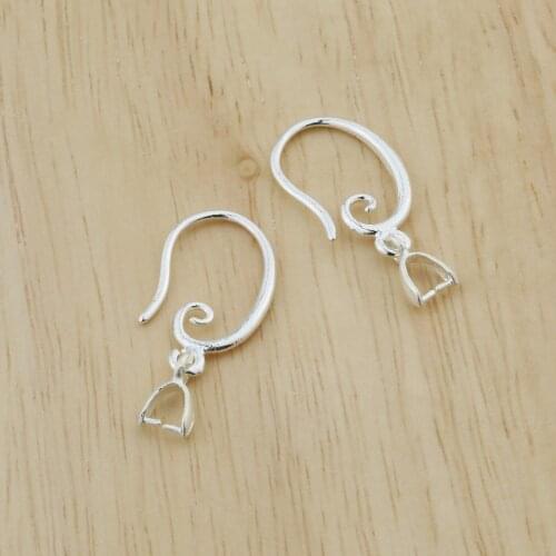 10-50pcs 925 Sterling Silver Dangle Earring Hooks Clip Crystal or Pearls Connector DIY Making Jewelry Supplies 10*23mm